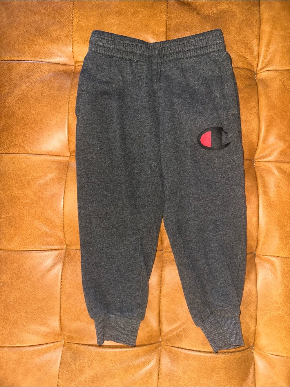 Champion Kids Dark Gray Jogger Pants with Red Logo